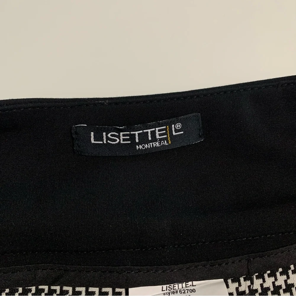 LISETTE L Black and White Houndstooth Pencil Skirt Size 10 Chic Flattering